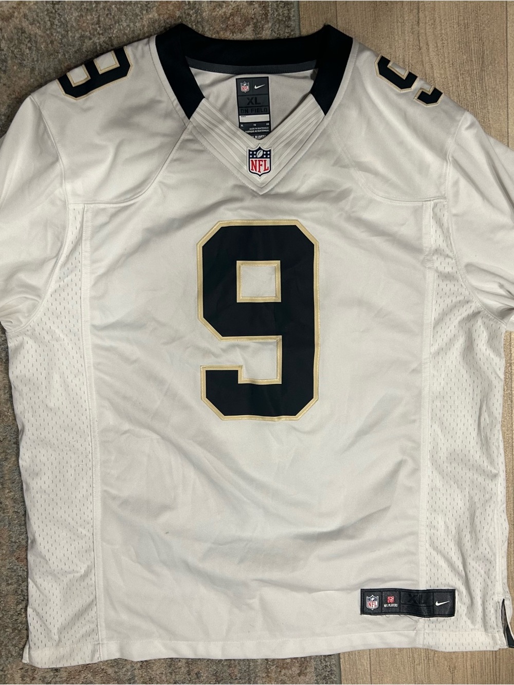 Nike Men’s White Football Jersey with Black and Gold #9